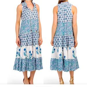 Chelsea & Theodore Split Neck Boquet Boho Maxi